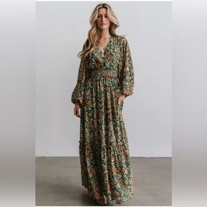 NWT Bria Green Floral Maxi Dress